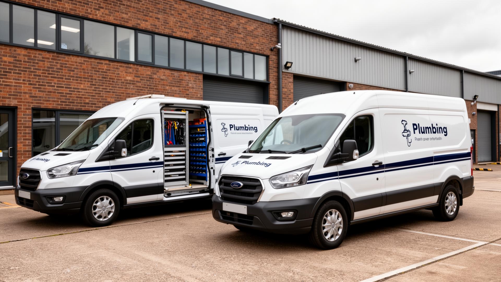 Halcyon & Sons branded service vans at the London depot